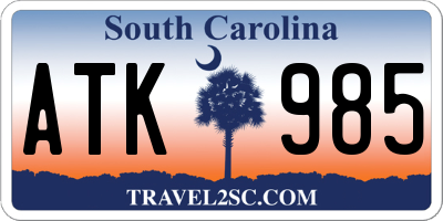 SC license plate ATK985
