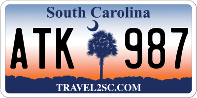 SC license plate ATK987