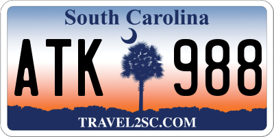 SC license plate ATK988