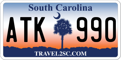 SC license plate ATK990