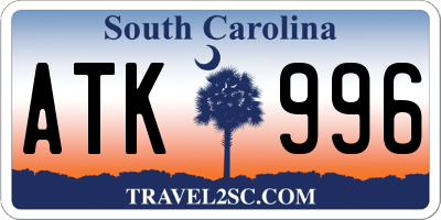 SC license plate ATK996