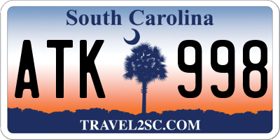 SC license plate ATK998