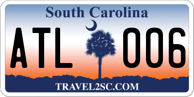 SC license plate ATL006