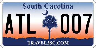 SC license plate ATL007