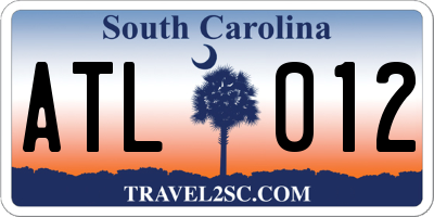 SC license plate ATL012
