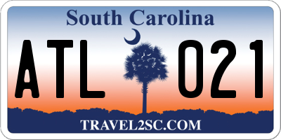 SC license plate ATL021