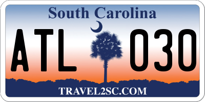 SC license plate ATL030