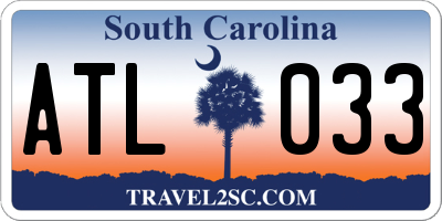 SC license plate ATL033