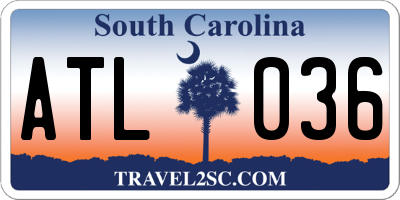 SC license plate ATL036