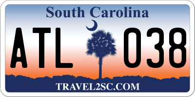SC license plate ATL038