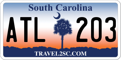 SC license plate ATL203