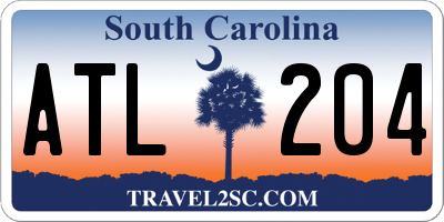 SC license plate ATL204