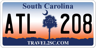 SC license plate ATL208