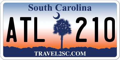 SC license plate ATL210