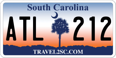 SC license plate ATL212