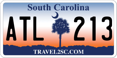 SC license plate ATL213