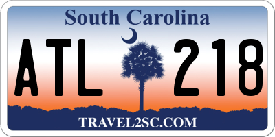 SC license plate ATL218