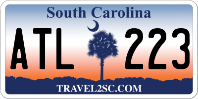 SC license plate ATL223