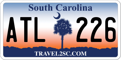 SC license plate ATL226