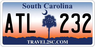 SC license plate ATL232