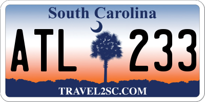 SC license plate ATL233