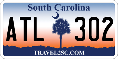 SC license plate ATL302