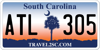 SC license plate ATL305
