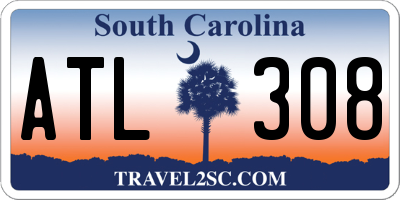 SC license plate ATL308