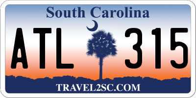 SC license plate ATL315