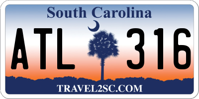 SC license plate ATL316