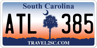 SC license plate ATL385