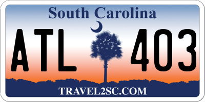 SC license plate ATL403