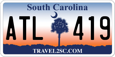 SC license plate ATL419