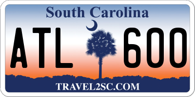 SC license plate ATL600
