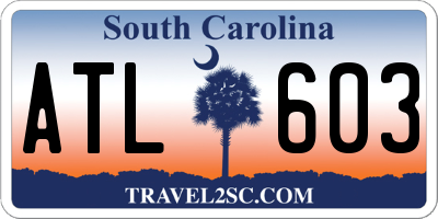 SC license plate ATL603