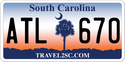 SC license plate ATL670