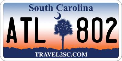 SC license plate ATL802