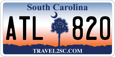SC license plate ATL820