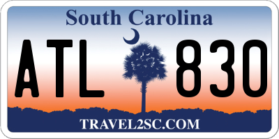 SC license plate ATL830