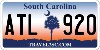 SC license plate ATL920