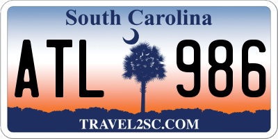 SC license plate ATL986