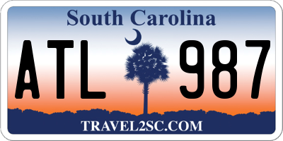 SC license plate ATL987