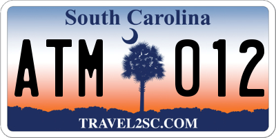 SC license plate ATM012