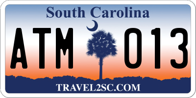 SC license plate ATM013