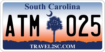 SC license plate ATM025