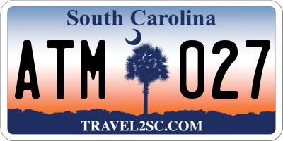 SC license plate ATM027