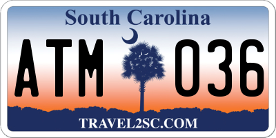 SC license plate ATM036