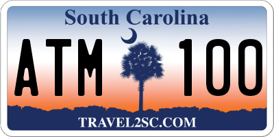 SC license plate ATM100