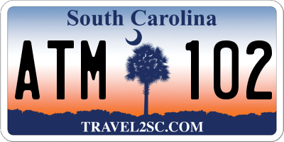 SC license plate ATM102