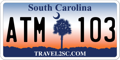 SC license plate ATM103